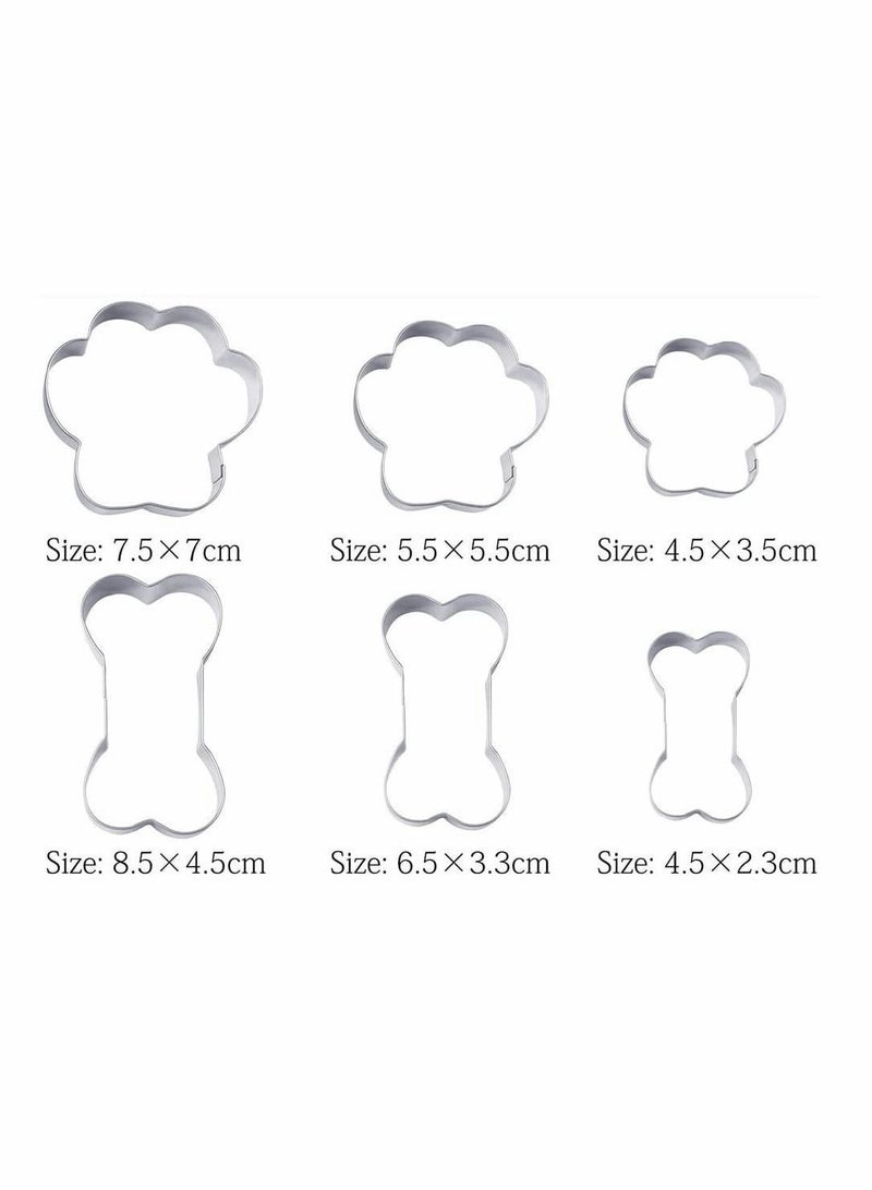 6 Piece Dog Cookie Cutter Set, Cartoon Bone, Paw Print Animal Cutters Shaped Mould for DIY Baking Biscuit Pastry - Image 4
