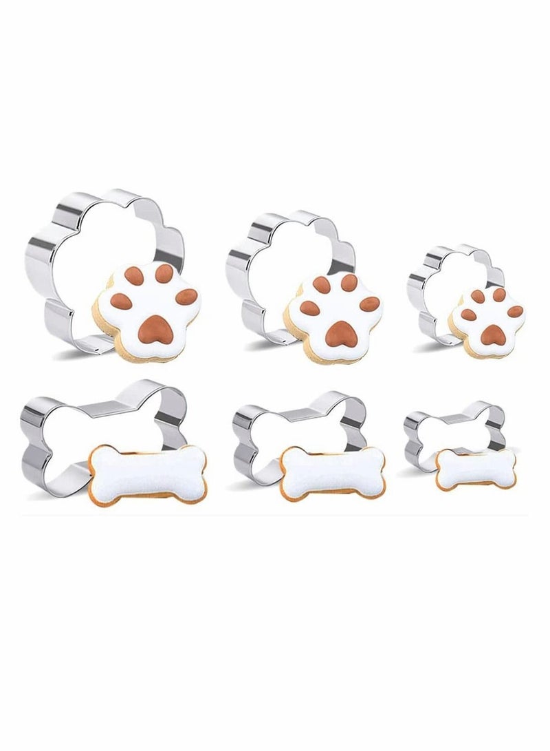 6 Piece Dog Cookie Cutter Set, Cartoon Bone, Paw Print Animal Cutters Shaped Mould for DIY Baking Biscuit Pastry - Image 1