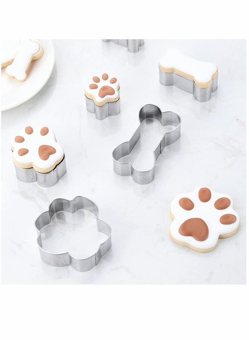 6 Piece Dog Cookie Cutter Set, Cartoon Bone, Paw Print Animal Cutters Shaped Mould for DIY Baking Biscuit Pastry - Image 3
