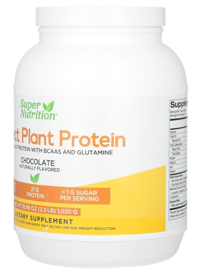 Super Nutrition Perfect Plant Protein with Pea Protein Isolate BCAAs Cranberry Seed Chia Seed and Sacha Inchi Seed Chocolate 2.2 lbs (1020 g)  - Image 2