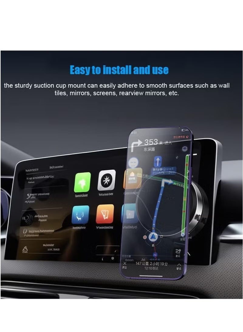 بلو فاير حامل هاتف مغناطيسي كهربائي بشفط فراغي للسيارة - دوران 360°، قوة مغناطيسية 1.5 كجم، شفط قوي 65 كيلو باسكال، شاحن USB-C، تركيب عالمي على الزجاج الأمامي أو لوحة القيادة لهواتف آيفون، أندرويد، أقراص - مصنوع من سبائك الزنك و ABS - Image 2