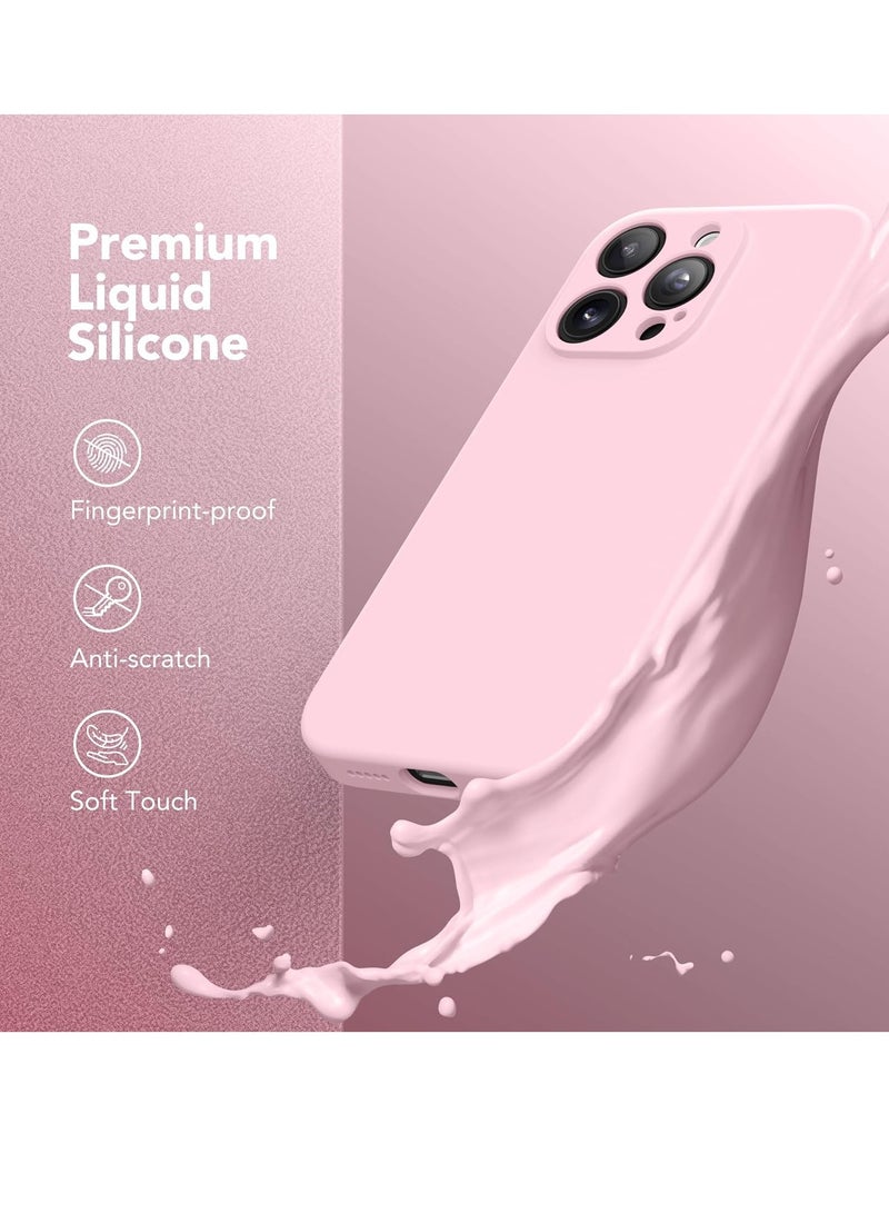 ELTRAZONE iPhone 15 Pro Max Case Silicone, Compatible with MagSafe, [Camera Protection][2X Screen Protectors]Slim Shockproof Protective Phone Case, Soft Anti-Scratch Microfiber Lining, Chalk Pink - Image 2