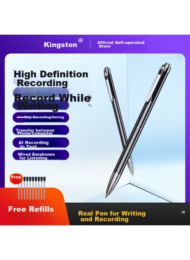 Yescool Voice Recorder A9 Upgraded Version, 128Gb, Edge-Writing And Recording, Ultra-Thin Portable Recording Device, Large Capacity, Long Standby Time, Voice-To Learning And Interview Tool - Image 3