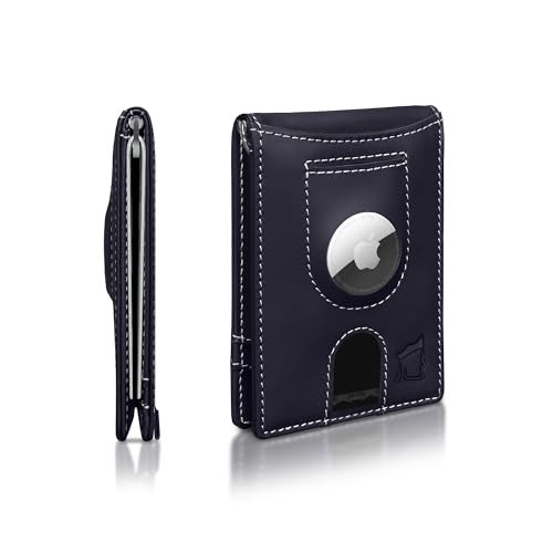 Kingly Trace Airtag Wallet for Men Smart RFID Blocking Leather Wallet with Airtag Holder Money Clip Minimalist Trackable Design with Pull Tab Secure Wallets - Image 1