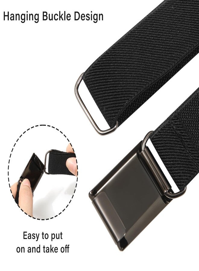 AWAYTR Toddler Boy Kids Buckle Belt - Adjustable Elastic Child Silver Buckle Belts for Girls, 3 Pieces (Royal blue/Navy blue/Black) - Image 2
