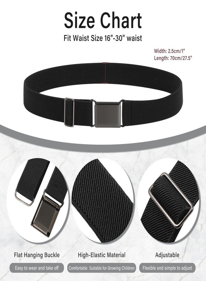 AWAYTR Toddler Boy Kids Buckle Belt - Adjustable Elastic Child Silver Buckle Belts for Girls, 3 Pieces (Royal blue/Navy blue/Black) - Image 3