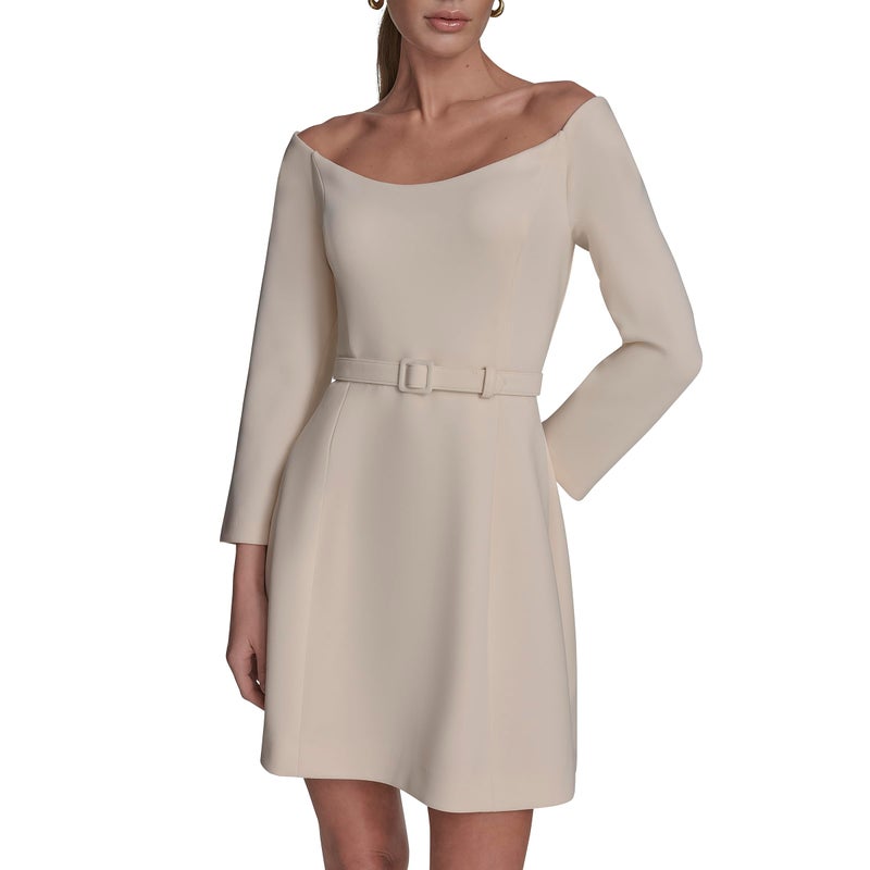 BCBG Women's Off The Shoulder Long Sleeve, Ecru,0 - Image 1