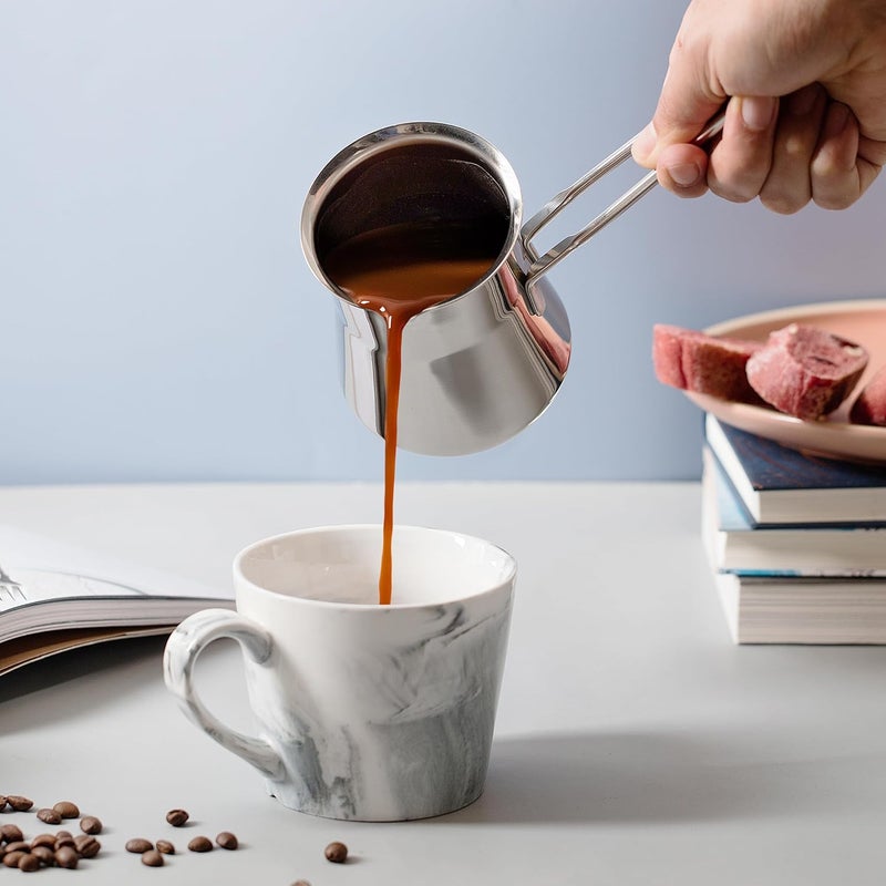 Caizen Coffee إبريق قهوة تركية عالي الجودة - صانع قهوة تركية، إبريق شاي، إبريق قهوة عربية، بريكي إبريق قهوة يوناني، بريكي يوناني، سيزفي قهوة تركية، إبريق قهوة تركية إبريق (24 أونصة) - Image 5