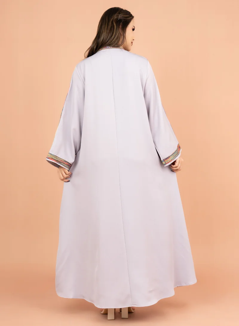 IKKXA Solid Embroidered Jalabiya IK4003 Violet