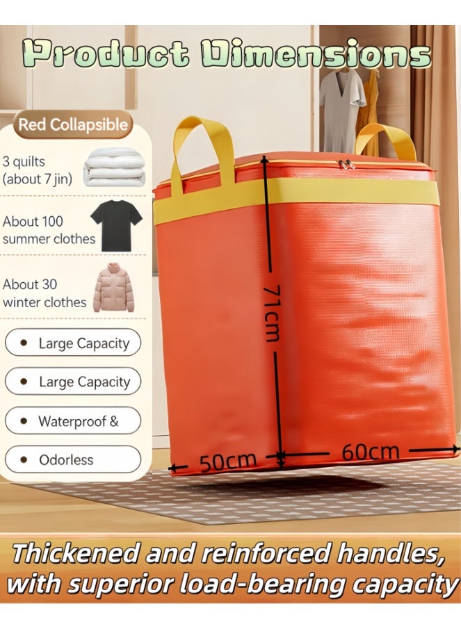 Clothes, blankets, storage bags, large capacity household moving and packing tools, waterproof and moisture-proof household or school leaving luggage bags (D-122M-ORANGE-S) - Image 3