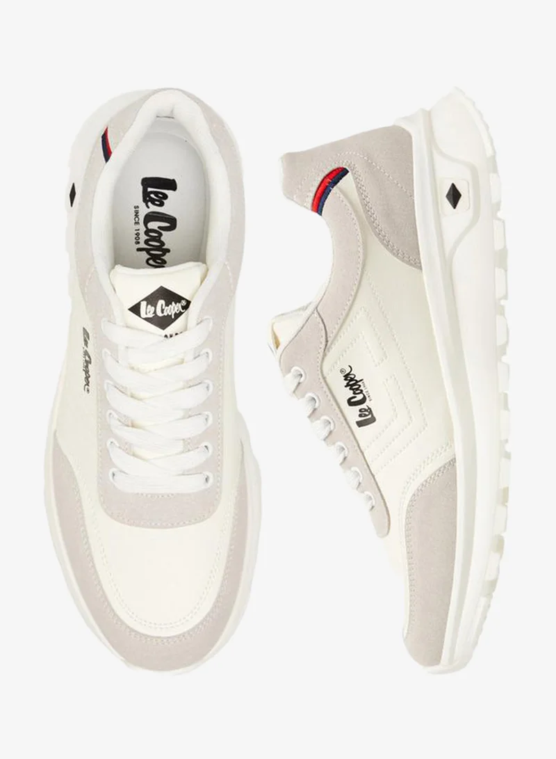 Lee Cooper WHITE Men's Panelled Lace-Up Sneakers for Men | Best Price UAE