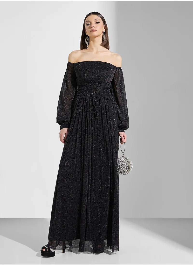 ايلا ليمتد اديشن Off Shoulder Shimmer Dress