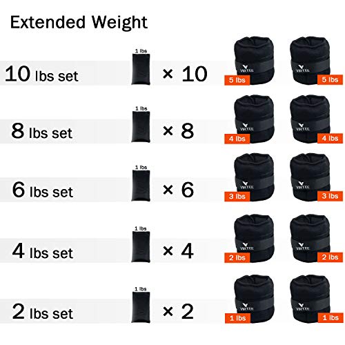 Virtee Adjustable Ankle Weights, 3/7/10 Lbs Pair Arm Leg Weights Set for Men and Women, Weighted Ankle Weight for Jogging, Walking, Gymnastics, Aerobics, Physical Therapy - Image 2