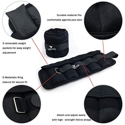 Virtee Adjustable Ankle Weights, 3/7/10 Lbs Pair Arm Leg Weights Set for Men and Women, Weighted Ankle Weight for Jogging, Walking, Gymnastics, Aerobics, Physical Therapy - Image 3