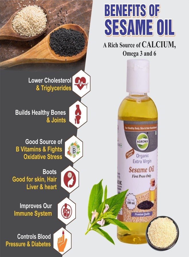 AGRONIX 100% Pure Cold Pressed Sesame Oil For Hair And Skin 100ml - Image 4
