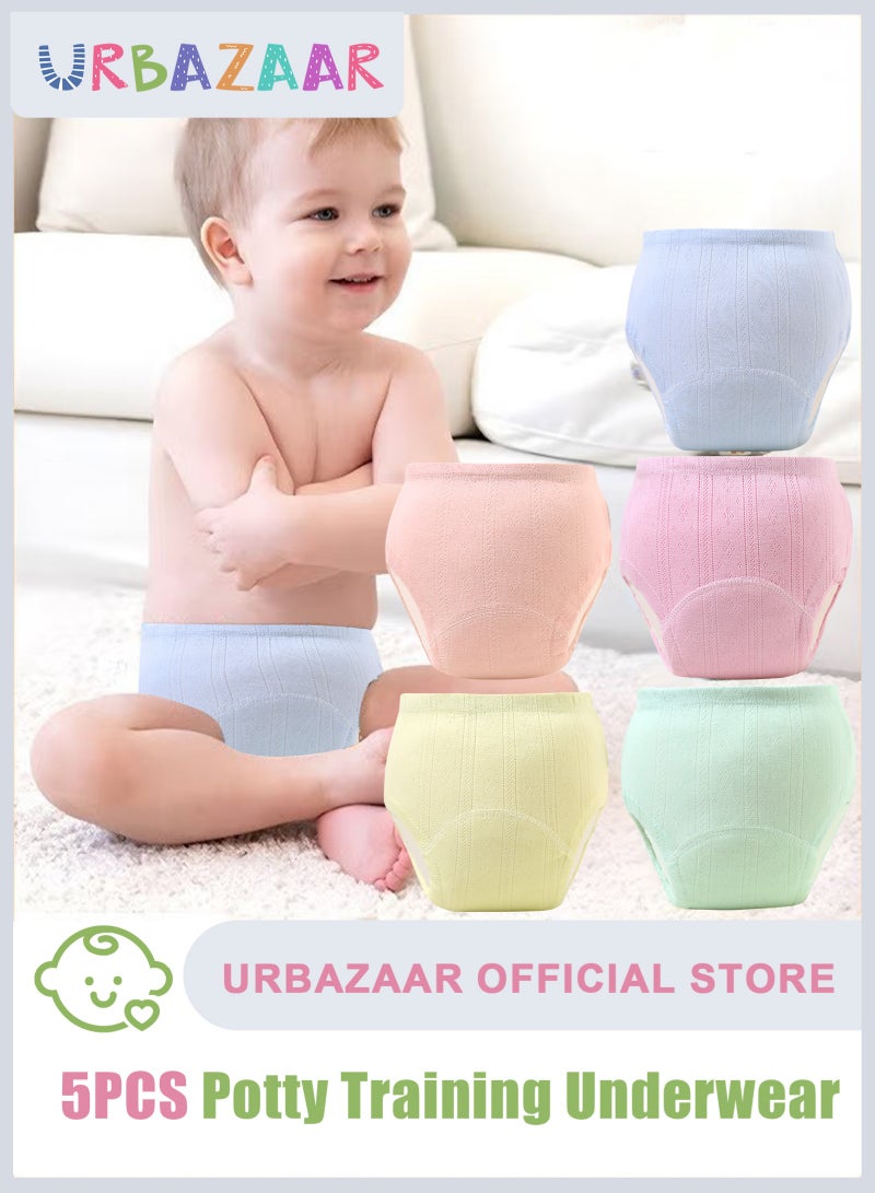 URbazaar Baby Potty Training Underwear for Boys and Girls, 5 Pack Absorbent Training Pants for Toddlers with Printed Reusable Cotton Toilet Training Pants for 8-13kg Kids (2-4 Years) - Image 1