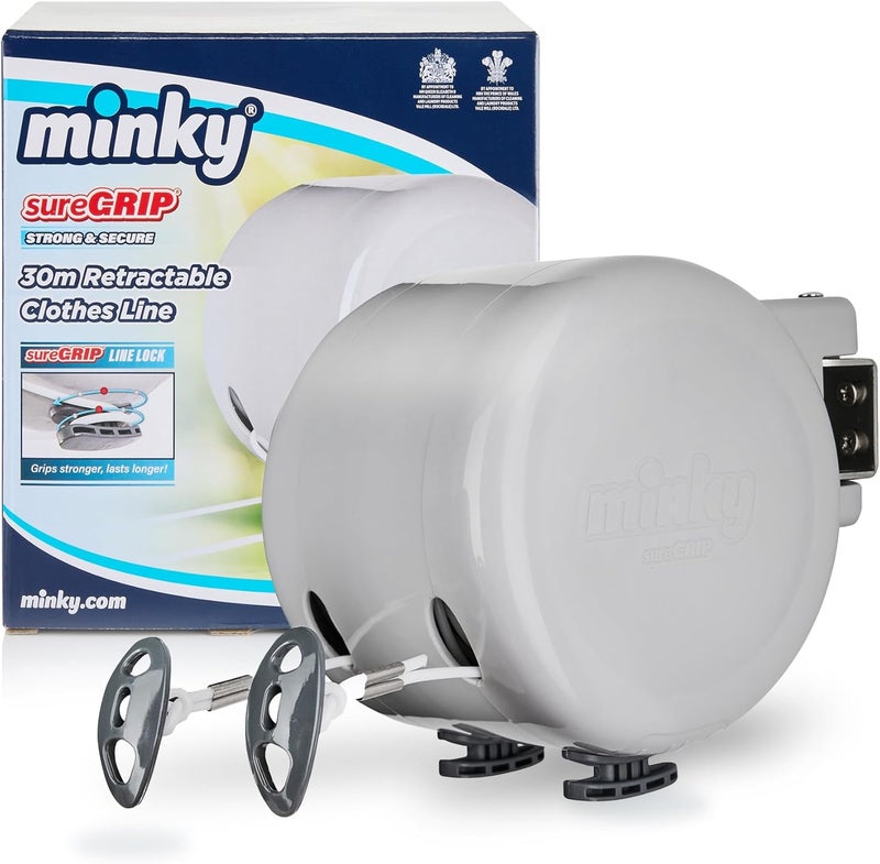 minky Homecare Outdoor Retractable Dual Clothesline - Heavy Duty PVC Coated Line - Energy and Space Saving Removable Laundry Drying Line - 2 x 49 Feet - Image 1
