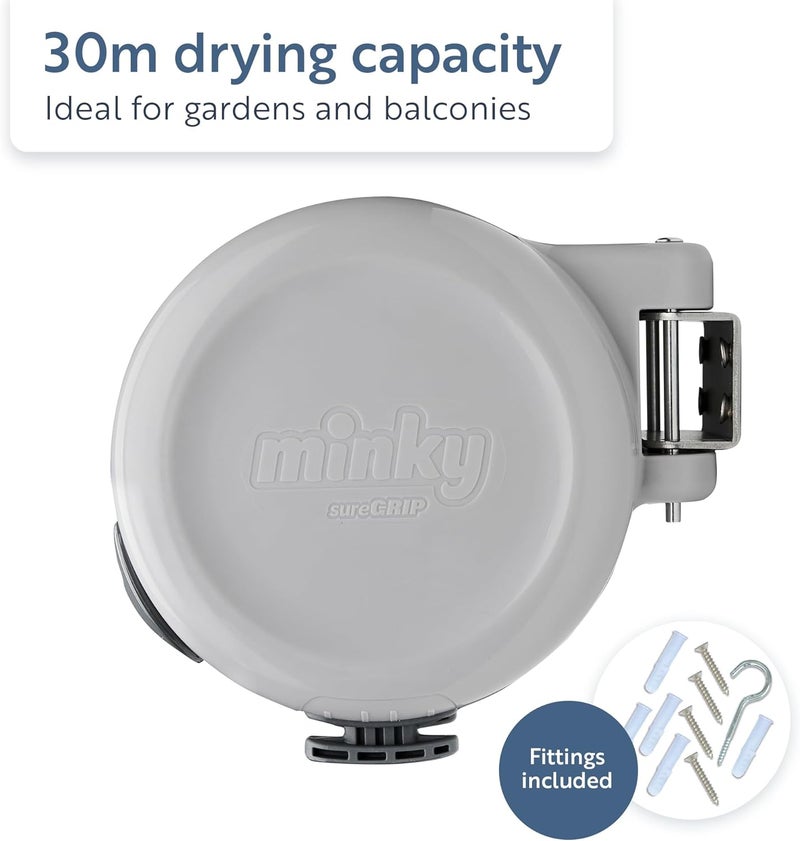minky Homecare Outdoor Retractable Dual Clothesline - Heavy Duty PVC Coated Line - Energy and Space Saving Removable Laundry Drying Line - 2 x 49 Feet - Image 3