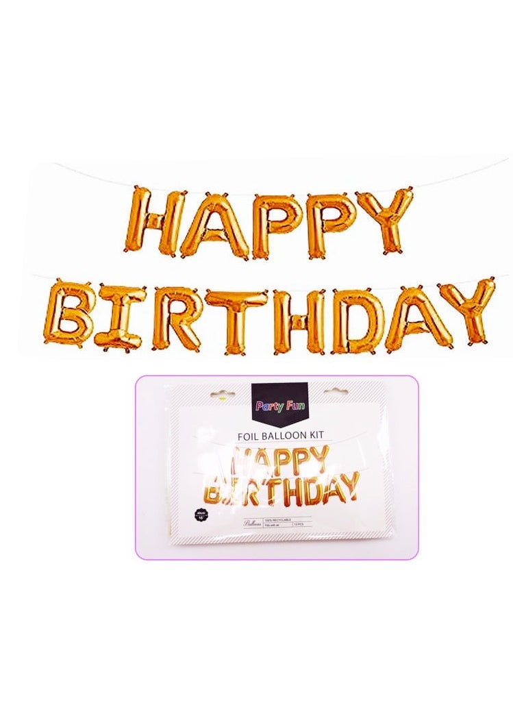 PARTY FUN Foil Balloon Happy Birthday Golden Colour - Image 2