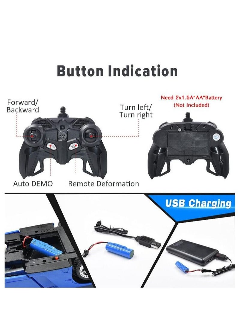 MIXDE Remote Control Car - Transform Car Robot, One Button Deformation to Robot with Flashing Light, 2.4Ghz 1:18 Scale Transforming Police Car Kids Toys with 360 Degree Rotating Drifting, Boys Toys Gift - Image 3