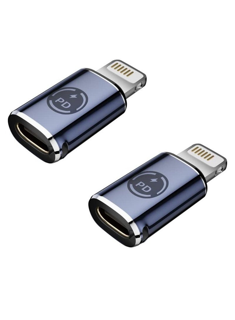 Excefore USB C to light-ning adapter, 2 Pcs Type C Female to light-ning Male Adapter, Support 27W PD Charging, Type C harging Data Transmission, Compatible for iPhone 12/11/8 X XR/XS/SE/7Plus Max pad Air - Image 1