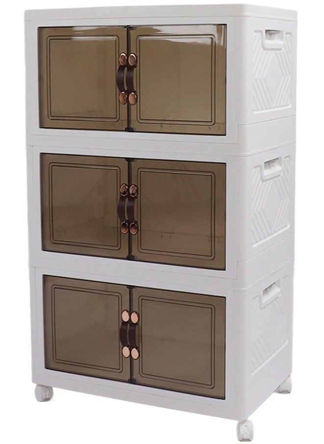 ATM Multi-Layer Plastic Storage Cabinet with Doors and Wheels - 49x30x81.5 cm  - Image 1