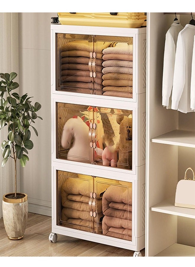 ATM Multi-Layer Plastic Storage Cabinet with Doors and Wheels - 49x30x81.5 cm  - Image 2