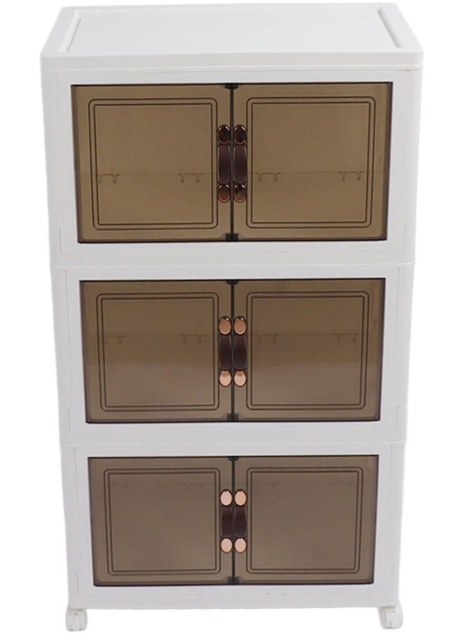 ATM Multi-Layer Plastic Storage Cabinet with Doors and Wheels - 49x30x81.5 cm  - Image 4