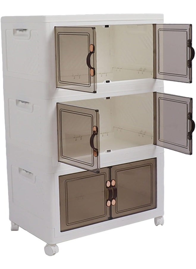 ATM Multi-Layer Plastic Storage Cabinet with Doors and Wheels - 49x30x81.5 cm  - Image 3