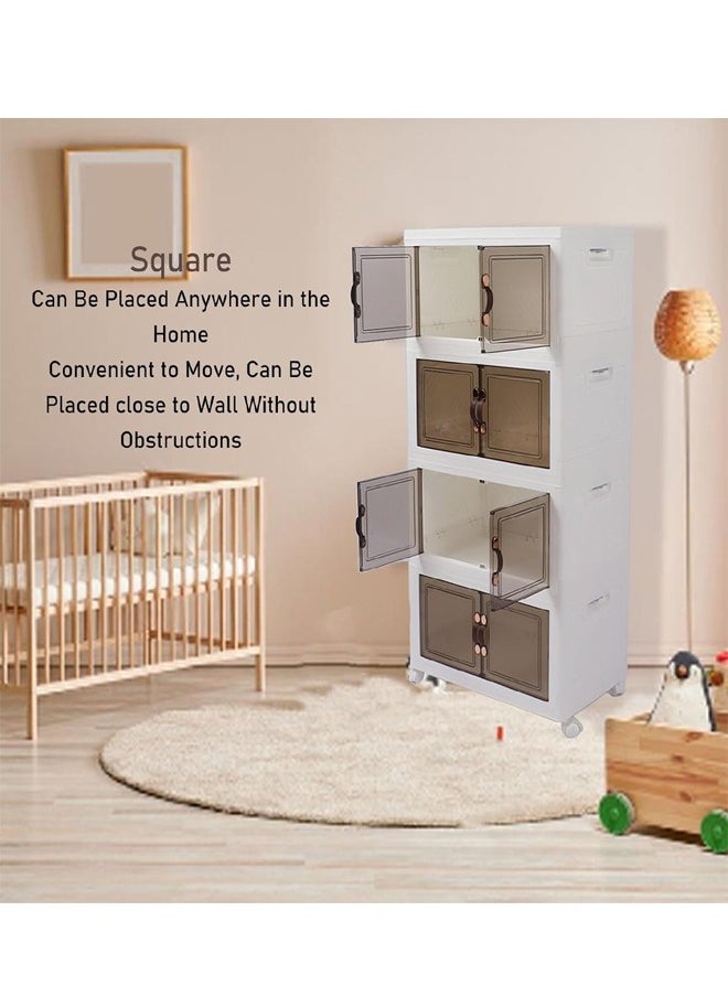ATM Multi-Layer Plastic Storage Cabinet with Doors and Wheels - 49x30x81.5 cm  - Image 5