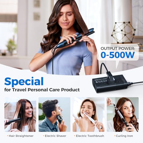 DOACE 500W Pure Sine Wave Voltage Converter US to Europe, 220V to 110V Converter for European Travel, Power Converter Adapter Combo PD for CPAP Hair Straightener Cruler Shaver Toothbrush Laptop Camera Phone - Image 2