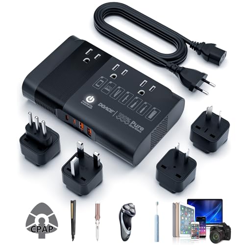 DOACE 500W Pure Sine Wave Voltage Converter US to Europe, 220V to 110V Converter for European Travel, Power Converter Adapter Combo PD for CPAP Hair Straightener Cruler Shaver Toothbrush Laptop Camera Phone - Image 1
