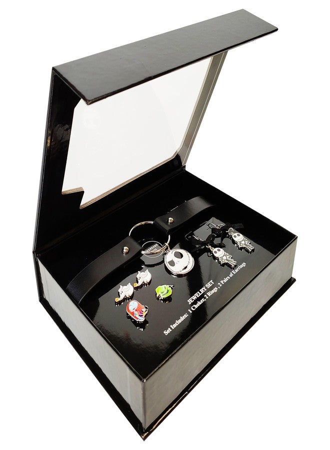 LUV HER The Nightmare Before Christmas themed 2-Piece Adjustable Ring Set, A Pair of Stud and Fishhook Drop Earrings, and A Choker for Girls - Fitting & Stylish Gifts and Accessories - Ages 4+ - Image 3