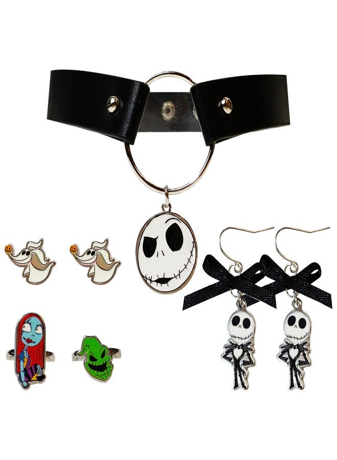 LUV HER The Nightmare Before Christmas themed 2-Piece Adjustable Ring Set, A Pair of Stud and Fishhook Drop Earrings, and A Choker for Girls - Fitting & Stylish Gifts and Accessories - Ages 4+ - Image 5
