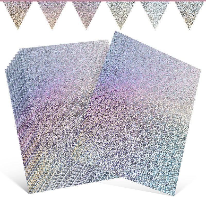 Artibetter 10 Sheets Holographic Glitter Paper Cardstock A4 Size Colorful Craft Paper for Scrapbooking DIY Origami and Card Making Projects - Image 1