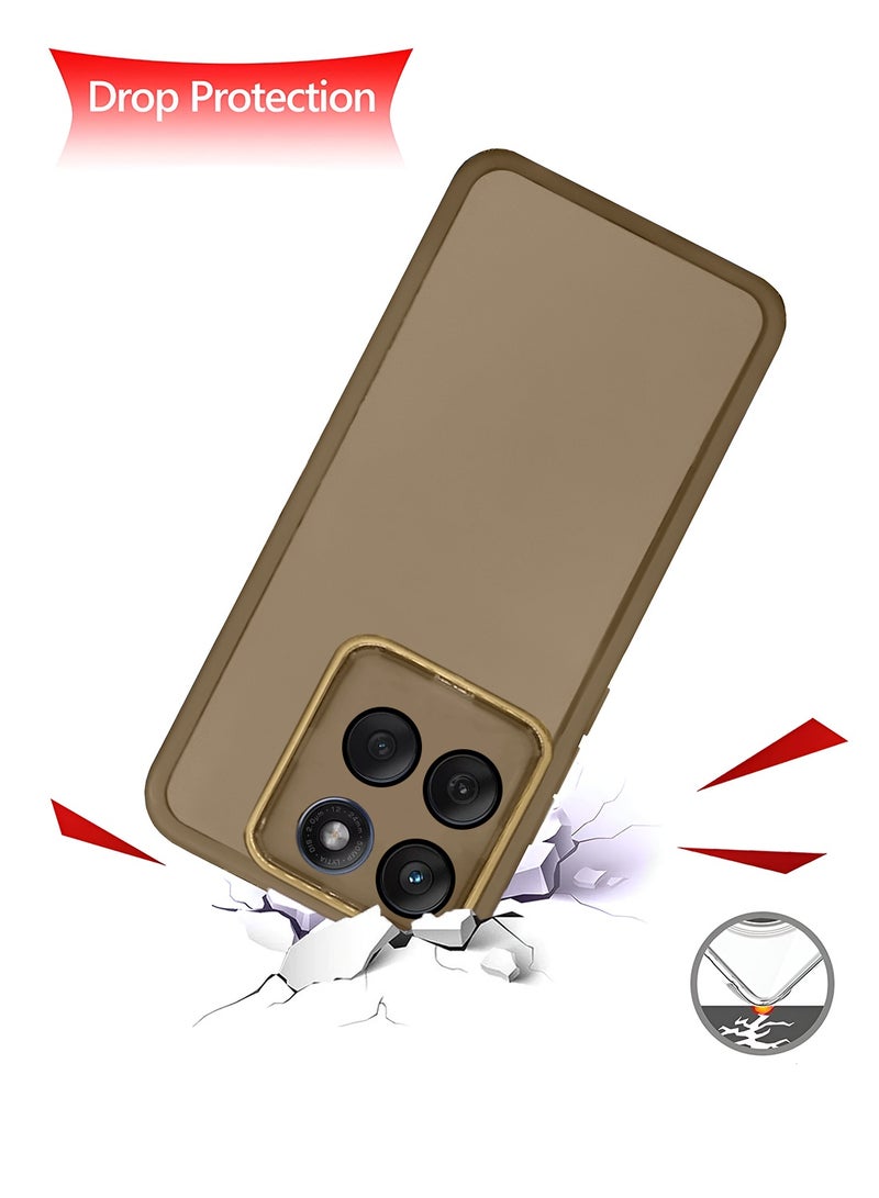 Motorola Edge 60 / Motorola Edge 60 Fusion 5G 2025 Soft Transparent TPU Camera Protection Silicone Ultra Thin Phone Stylish Electroplated Camera Border Back Case Cover - Brown