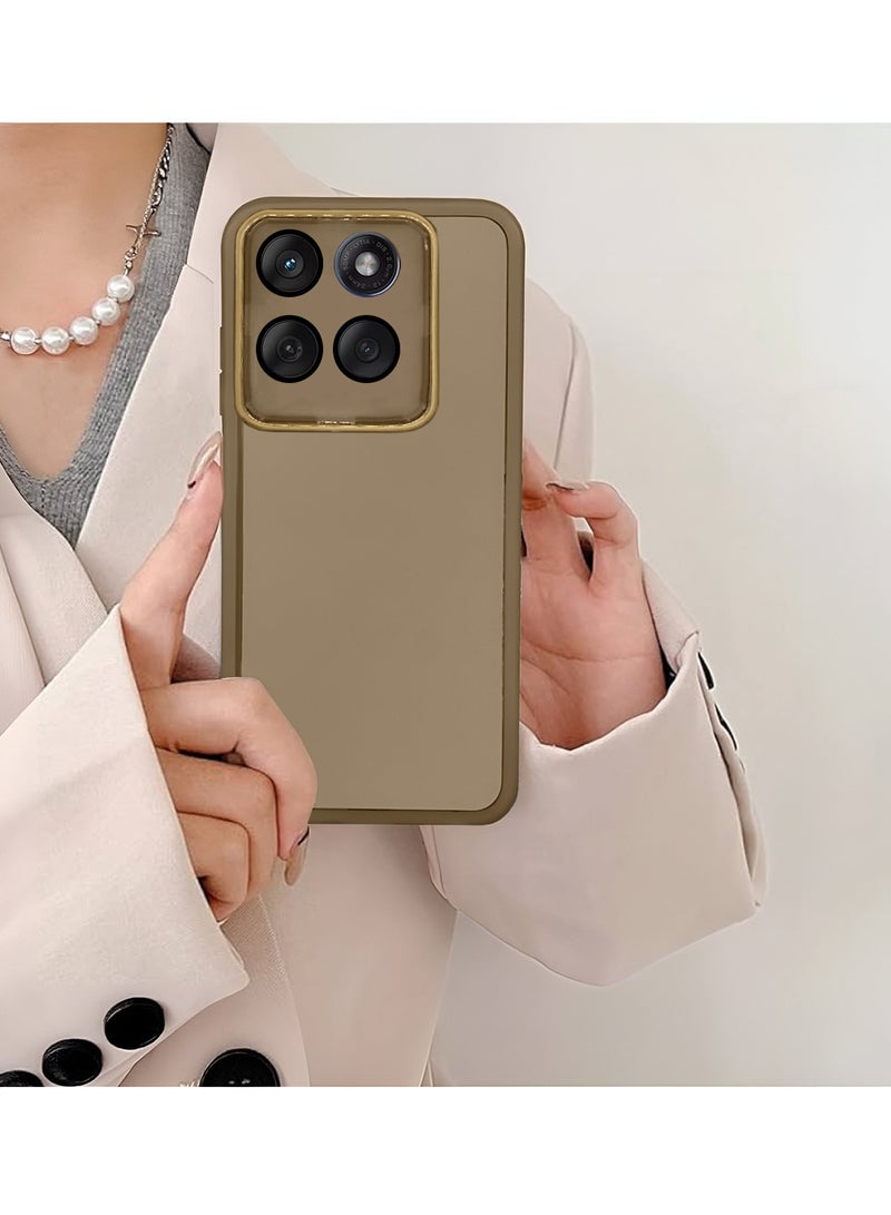 Motorola Edge 60 / Motorola Edge 60 Fusion 5G 2025 Soft Transparent TPU Camera Protection Silicone Ultra Thin Phone Stylish Electroplated Camera Border Back Case Cover - Brown