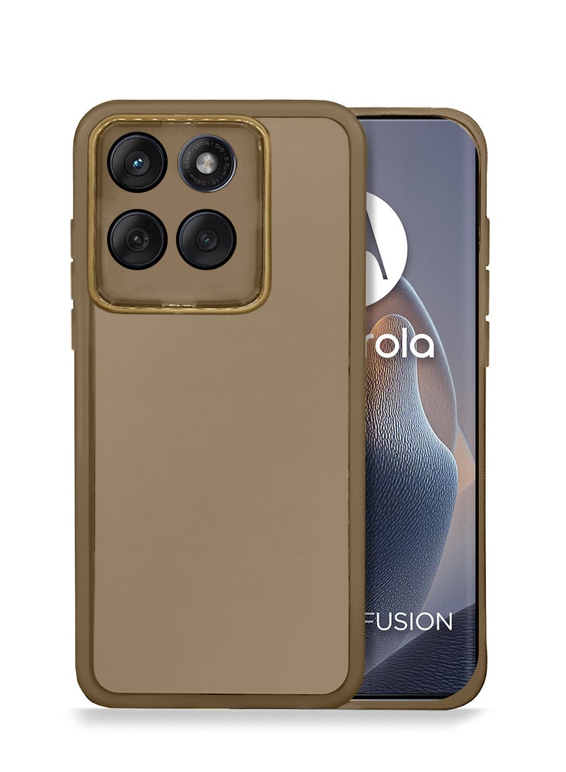 Motorola Edge 60 / Motorola Edge 60 Fusion 5G 2025 Soft Transparent TPU Camera Protection Silicone Ultra Thin Phone Stylish Electroplated Camera Border Back Case Cover - Brown