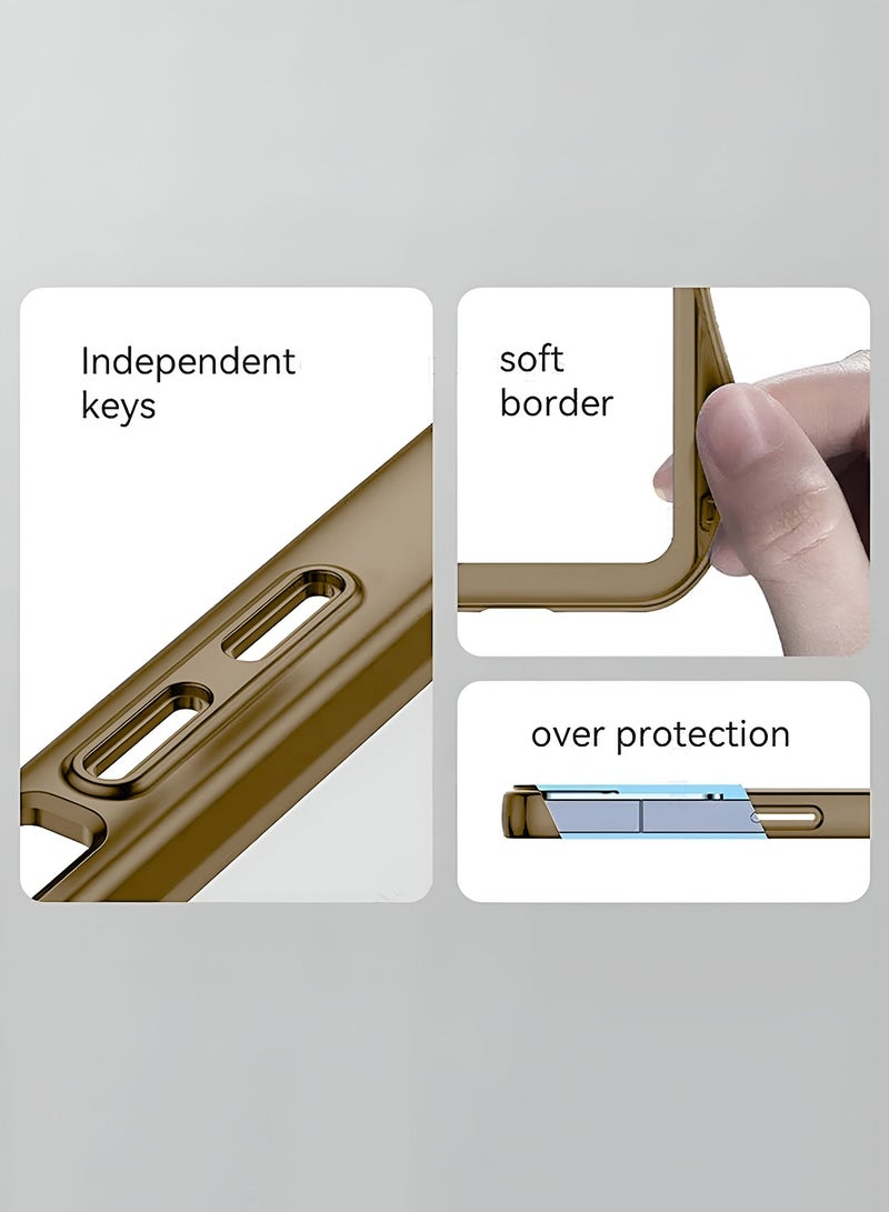 Motorola Edge 60 / Motorola Edge 60 Fusion 5G 2025 Soft Transparent TPU Camera Protection Silicone Ultra Thin Phone Stylish Electroplated Camera Border Back Case Cover - Brown