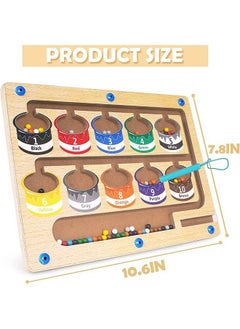 MVAQKLM  Magnetic Color and Number Maze,Montessori Educational Wooden Magnet Puzzle Game Board for Toddlers,Toddler Activities Counting Matching Games,Learning Fine Motor Skills for Preschoolers  - Image 2