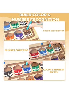 MVAQKLM  Magnetic Color and Number Maze,Montessori Educational Wooden Magnet Puzzle Game Board for Toddlers,Toddler Activities Counting Matching Games,Learning Fine Motor Skills for Preschoolers  - Image 3