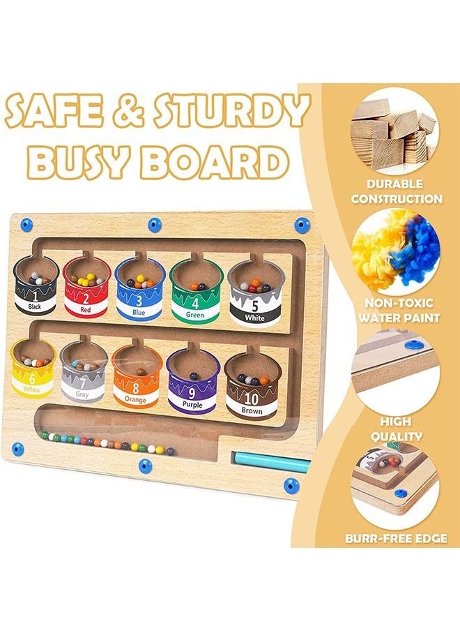 Magnetic Color and Number Maze,Montessori Educational Wooden Magnet Puzzle Game Board for Toddlers,Toddler Activities Counting Matching Games,Learning Fine Motor Skills for Preschoolers