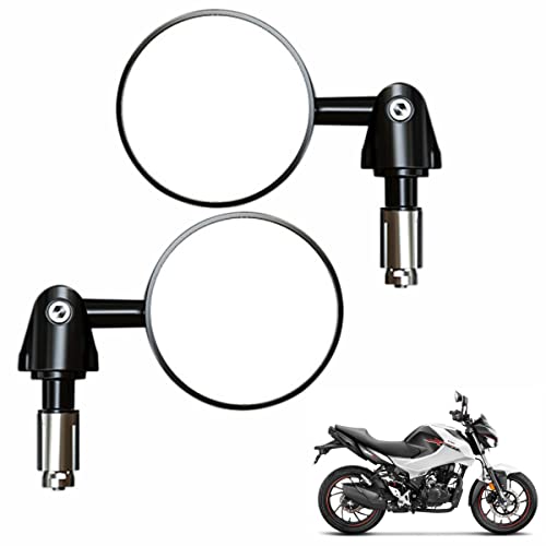 Asryd Aluminium Alloy Motorcycle Mirrors - Round Adjustable Upto 180 Degree Bar End Side Mirror Suitable For (Pack of 2) For Hero Xtreme 160R - Image 1