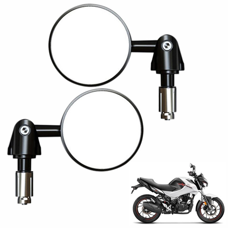 Asryd Aluminium Alloy Motorcycle Mirrors - Round Adjustable Upto 180 Degree Bar End Side Mirror Suitable For (Pack of 2) For Hero Xtreme 160R - Image 4