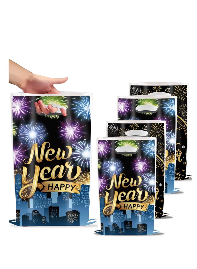 Generic 12 Pack Happy New Year Gift Bags with 18 Pcs Happy New Year Stickers, Happy New Years Eve Party Favors Candy Treat Goodie Bags for New Years Eve Party Supplies Decorations 2025  - Image 1