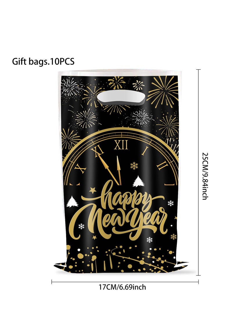 Generic 12 Pack Happy New Year Gift Bags with 18 Pcs Happy New Year Stickers, Happy New Years Eve Party Favors Candy Treat Goodie Bags for New Years Eve Party Supplies Decorations 2025  - Image 3
