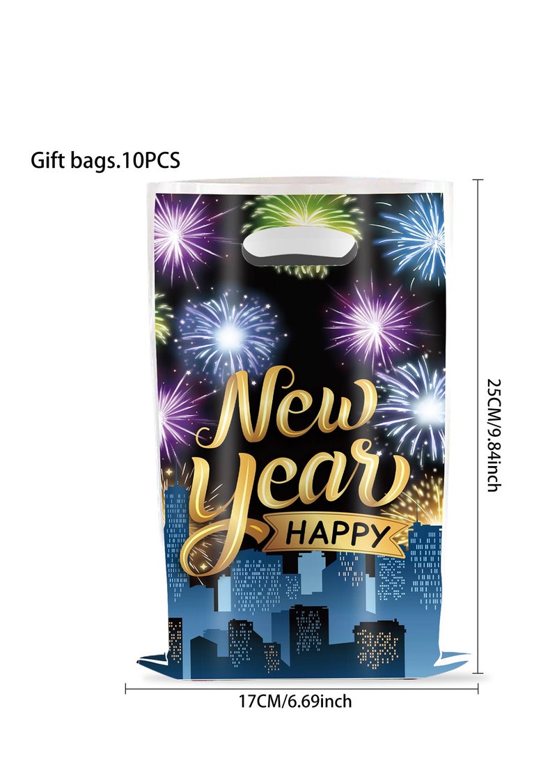 Generic 12 Pack Happy New Year Gift Bags with 18 Pcs Happy New Year Stickers, Happy New Years Eve Party Favors Candy Treat Goodie Bags for New Years Eve Party Supplies Decorations 2025  - Image 4