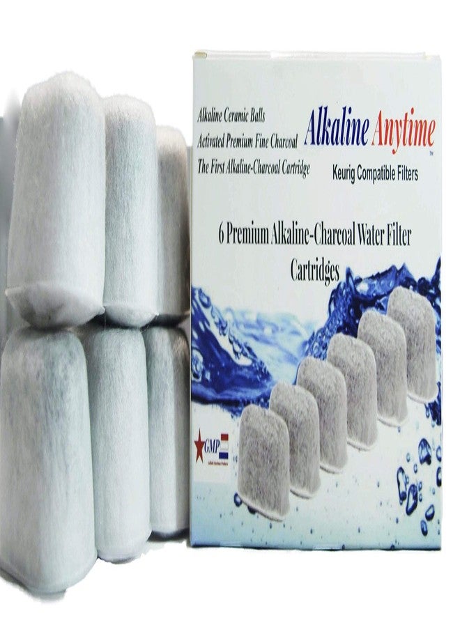 Alkaline Anytime خراطيش بديلة لمرشحات المياه المصنوعة من السيراميك القلوي والفحم، متوافقة مع أجهزة Keurig الممتازة - أول مرشح لماكينات قهوة Keurig مزود بسيراميك قلوي بعد عام 2007 - براءة اختراع قيد الانتظار (عبوة من 6 قطع) - Image 1