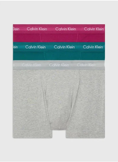CALVIN KLEIN Men's 3 Pack Trunks - Cotton Stretch - Cotton, Multicolor