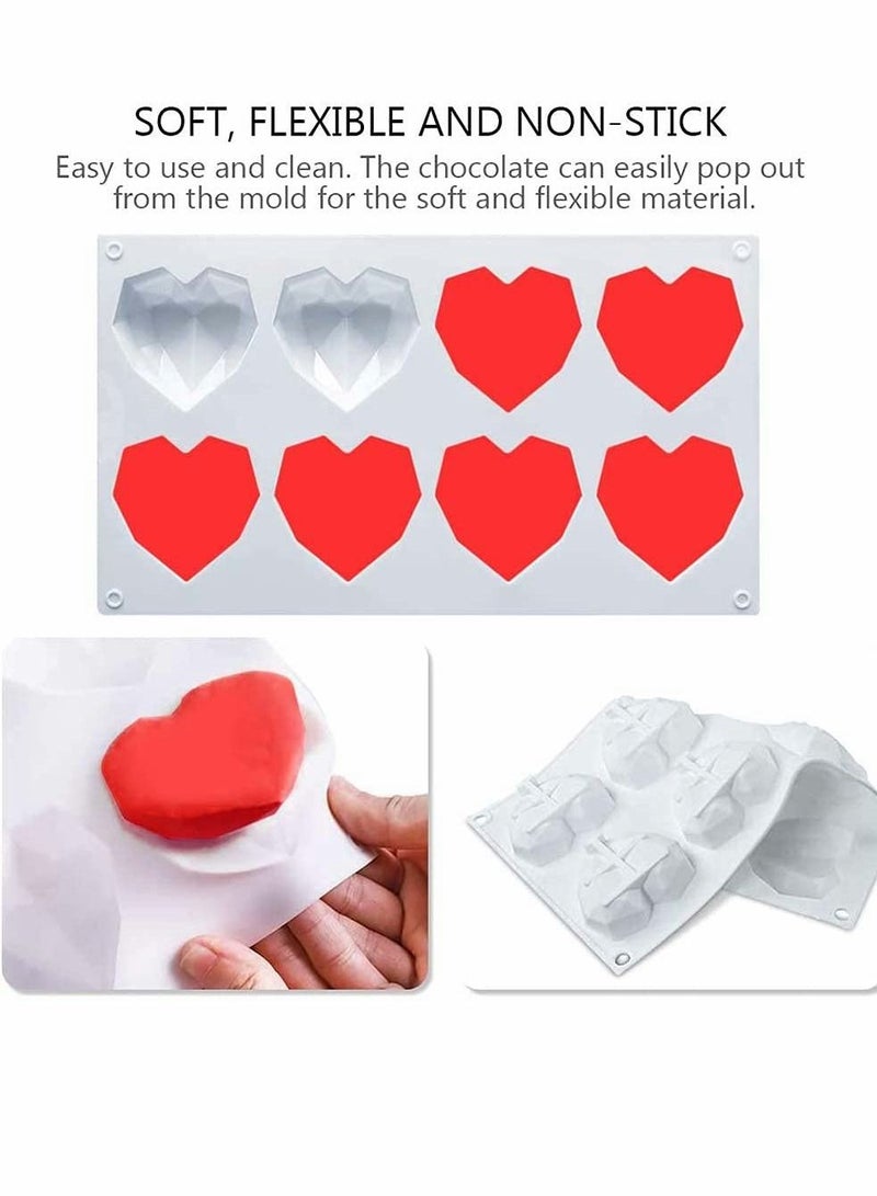 KASTWAVE قوالب سيليكون ساحرة على شكل قلب الماس غير لاصقة لتزيين الكعك والحلويات خالية من BPA لزفاف المهرجانات حفلات على شكل قلب قالب سيليكون أدوات خبز المطبخ - Image 4